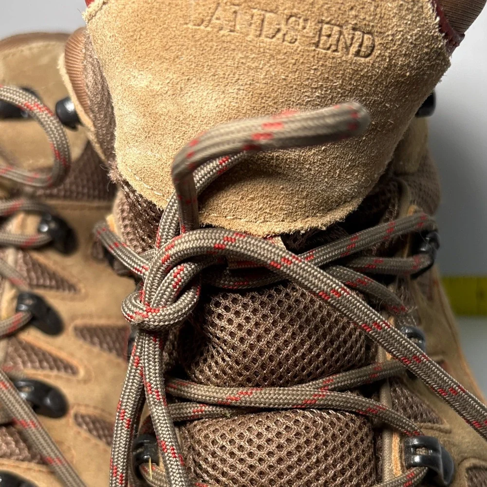 Lands End 11 Rugged‎ Tan and Red Men's Hiking Boots box 15